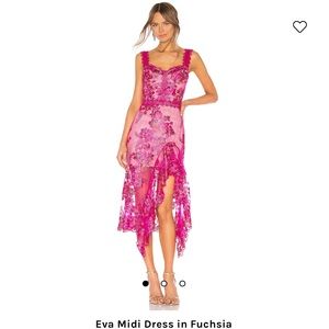 Eva midi dress in Fuschia